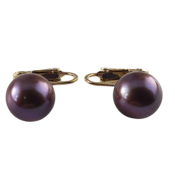 Vintage 14 Karat Yellow Gold and Black Pearl Clip On Earrings #13774 - Picture 1 of 6
